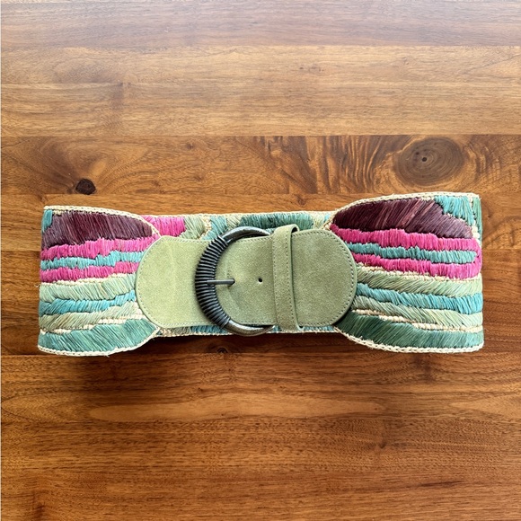 Sezane Accessories - Sezane Carlie Belt Vert Multi - Size 90